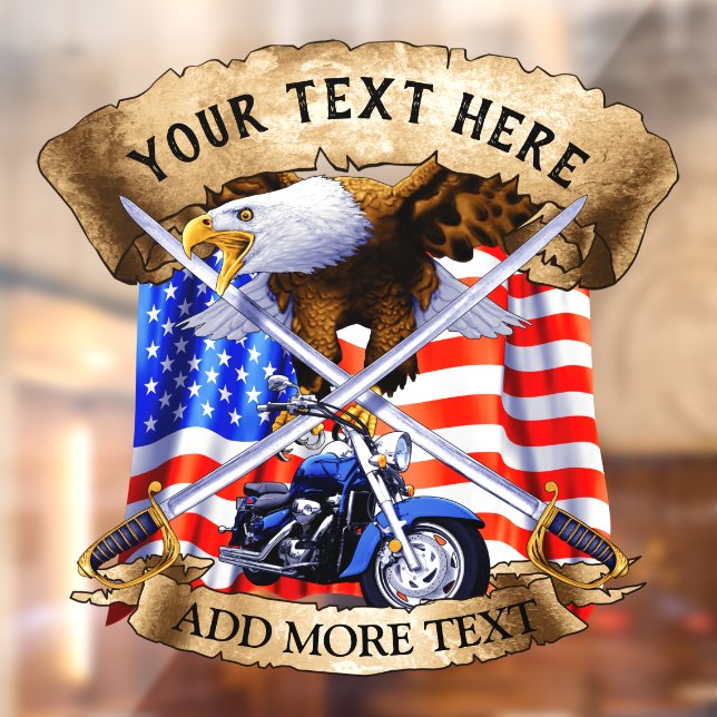 Autocollant Pour Fenêtre Personnaliser Patriotic Motorcycle Biker USA Eagle (Feuille 2)