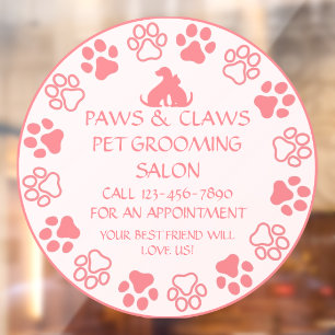 Autocollant Pour Fenêtre Personnaliser Paws Claws Toilettage pour Animaux A