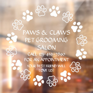 Autocollant Pour Fenêtre Personnaliser Paws Claws Toilettage pour Animaux d