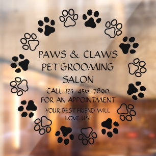 Autocollant Pour Fenêtre Personnaliser Paws Claws Toilettage pour animaux d