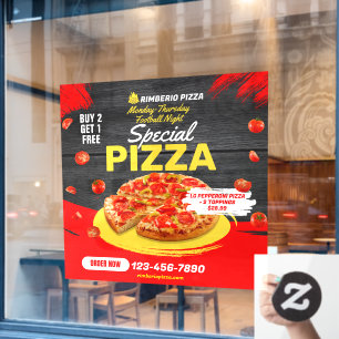 Autocollant Pour Fenêtre Personnaliser Pizza Football Nuit Pepperoni Offre