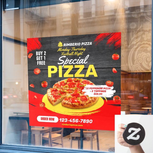 Autocollant Pour Fenêtre Personnaliser Pizza Football Nuit Pepperoni Offre (Fenêtre de café)