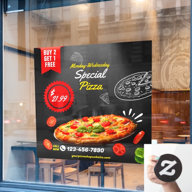 Autocollant Pour Fenêtre Personnaliser Pizza Shop Special Deal Nuits Grande (Fenêtre de café)