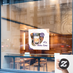 Autocollant Pour Fenêtre Personnaliser Prix Boba Milk Bubble Tea