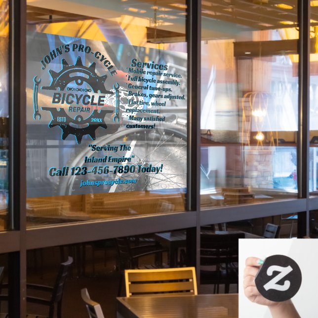 Autocollant Pour Fenêtre Personnaliser Professionnelle Réparation de vélos (Fenêtre du restaurant)