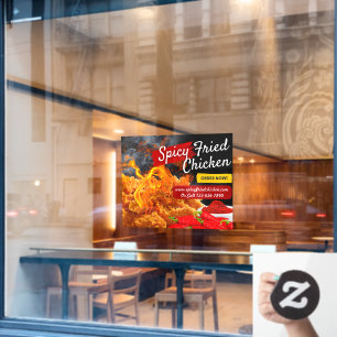 Autocollant Pour Fenêtre Personnaliser Restaurant de Poulet Frit Épicé Roug