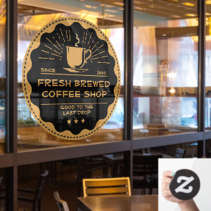 Autocollant Pour Fenêtre Personnaliser Rustic Coffee Shop Cup Business Fron