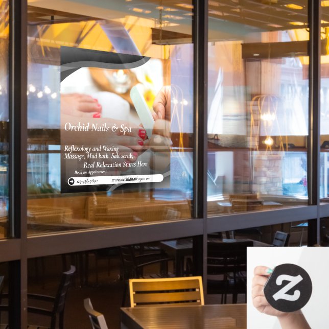 Autocollant Pour Fenêtre Personnaliser Salon à ongles Spa Pedicure Tranquil (Fenêtre du restaurant)