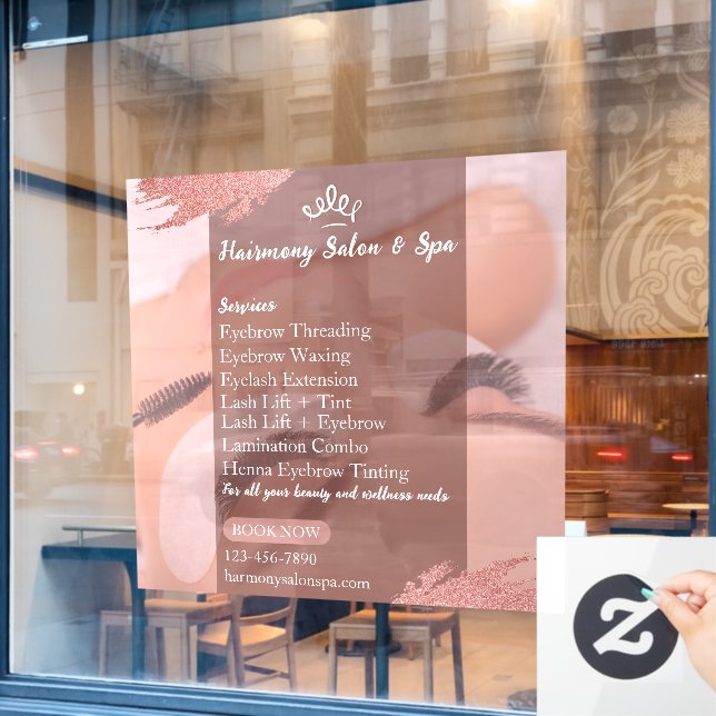 Autocollant Pour Fenêtre Personnaliser Salon Spa Lashes Services (Fenêtre de café)