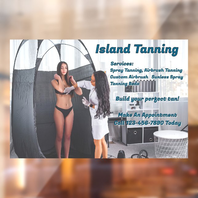 Autocollant Pour Fenêtre Personnaliser Spray Tanning Booth Business 2 (Feuille 2)