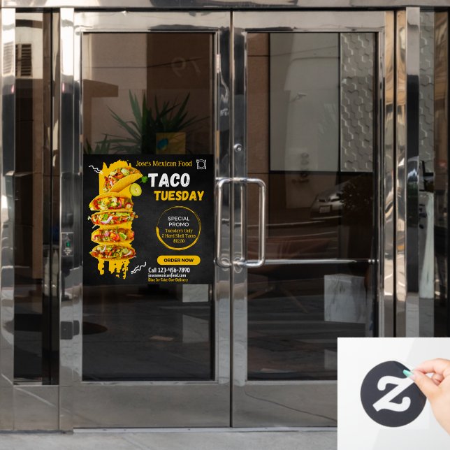 Autocollant Pour Fenêtre Personnaliser Taco Mardi mexicain Restaurant Promo (Porte de bureau)