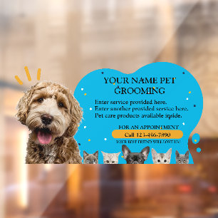 Autocollant Pour Fenêtre Personnaliser Toilettage Animaux Chiens et Chats É