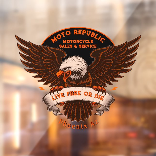 Autocollant Pour Fenêtre Personnaliser Vente Moto Réparer Aigle Avant Magas (Feuille 2)