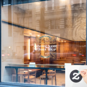 Autocollant Pour Fenêtre Personnaliser Vintage Gold Razors Barber Shop Busi