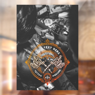 Autocollant Pour Fenêtre Personnaliser Vintage Tattoo Shop Machine à armes 
