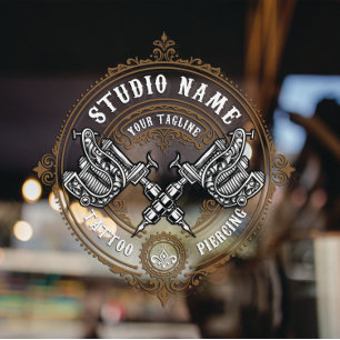 Autocollant Pour Fenêtre Personnaliser Vintage Tattoo Shop Machine à armes