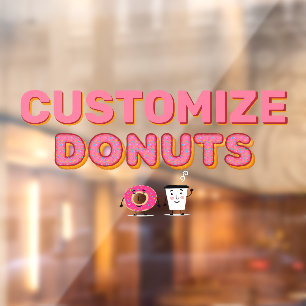 Autocollant Pour Fenêtre Personnalisez Donut Shop Sprinkle Donut et Café