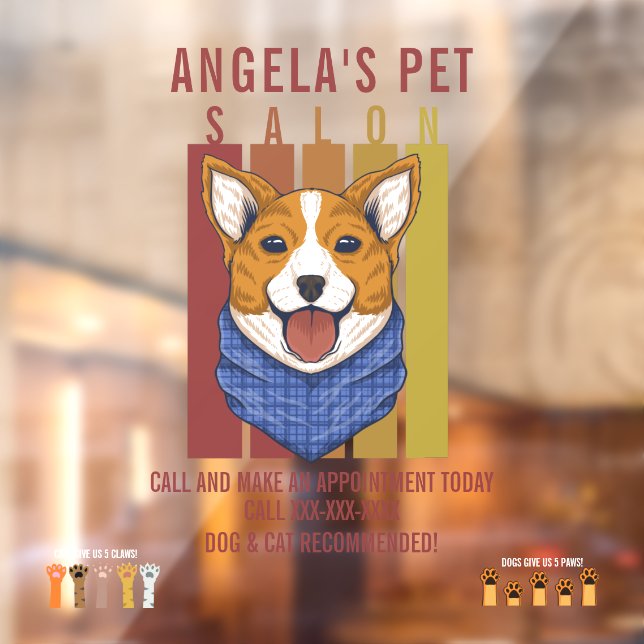 Autocollant Pour Fenêtre Personnalisez Salon pour Animaux de Compagnie Chie (Feuille 2)