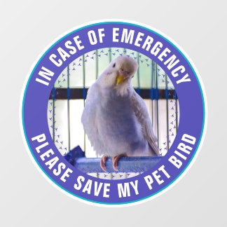 Autocollant Pour Fenêtre Pet Safety Alert Custom Bird Photo First Responder