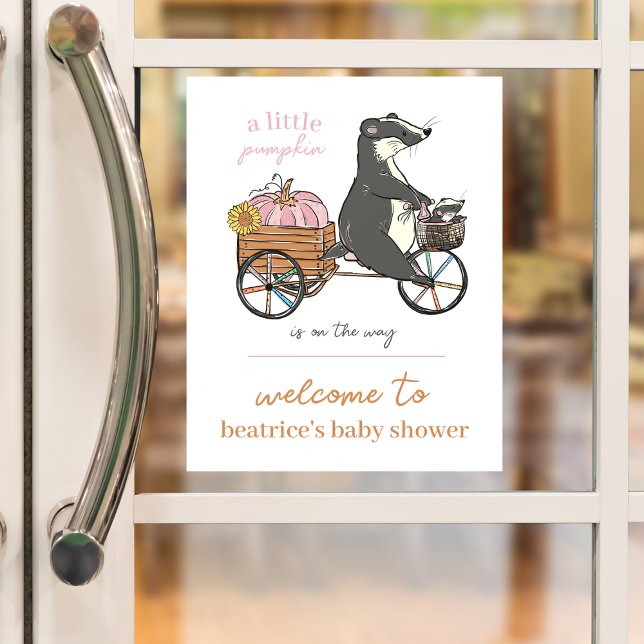 Autocollant Pour Fenêtre Petit Citrouille sur le chemin Baby shower fille B (Créateur téléchargé)