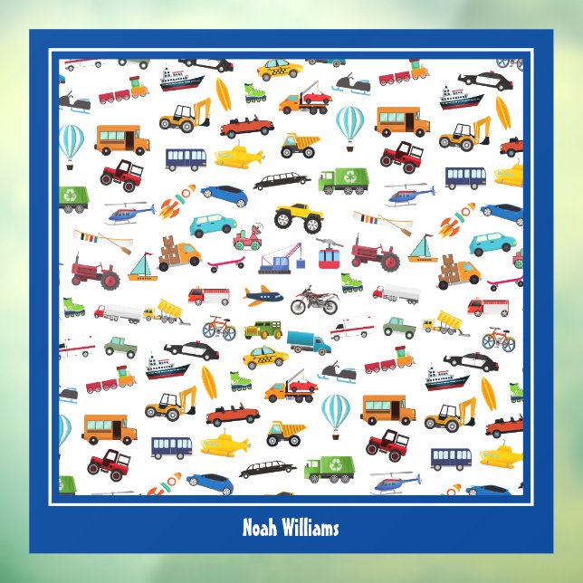 Autocollant Pour Fenêtre Petit Garçon Things That Move Vehicle Cars Kid (Feuille 3)