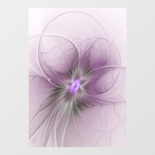 Autocollant Pour Fenêtre Petite Beauté Moderne Gris Mauve Art Fractal Fleur
