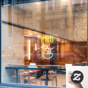 Autocollant Pour Fenêtre PHO NOODLES Faux Neon Restaurant vietnamien clair