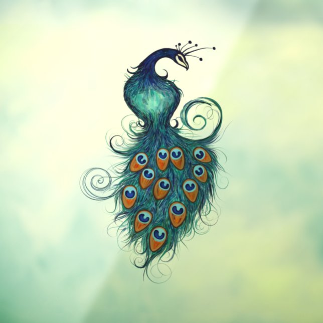 Autocollant Pour Fenêtre Pics paons en turquoise et bleu (Feuille 3)