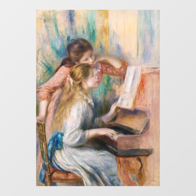 Autocollant Pour Fenêtre Pierre Auguste Renoir - Jeunes filles au piano (Feuille)