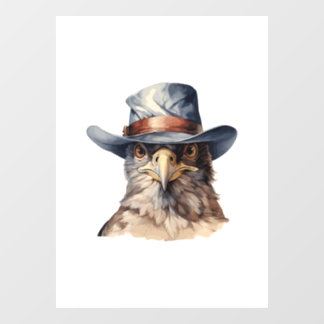 Autocollant Pour Fenêtre pigeon drôle portant un casquette cowboy, aquarell