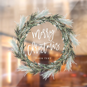 Autocollant Pour Fenêtre Pine Wreath Joyeux Noël