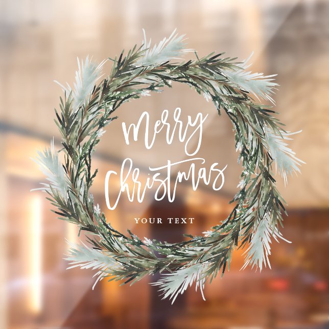 Autocollant Pour Fenêtre Pine Wreath Joyeux Noël (Feuille 2)