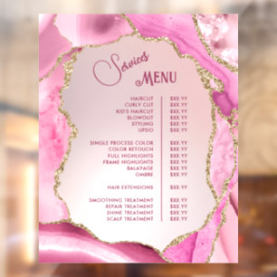 Autocollant Pour Fenêtre Pink Agate Faux Foil Services Menu