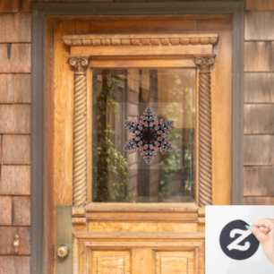 Autocollant Pour Fenêtre Pink Goth Filigree Snowflake Noël ou Yule