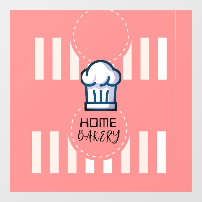 Autocollant Pour Fenêtre Pink Pastel Cute Simple Accueil Boulangerie Logo (Feuille)