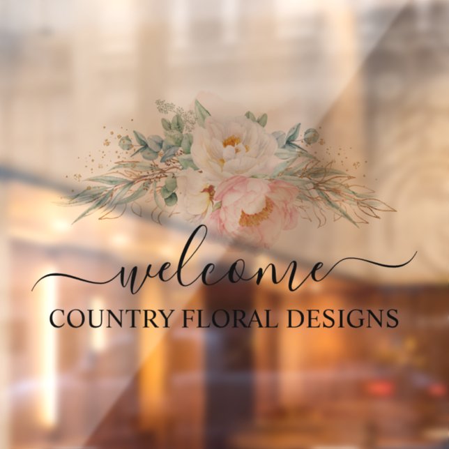 Autocollant Pour Fenêtre PixDezines Aquarelle Peonies Eucalyptus (Feuille 2)