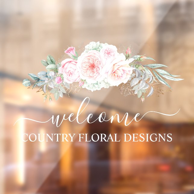 Autocollant Pour Fenêtre PixDezines Aquarelle Peonies Eucalyptus Window Cl (Feuille 2)