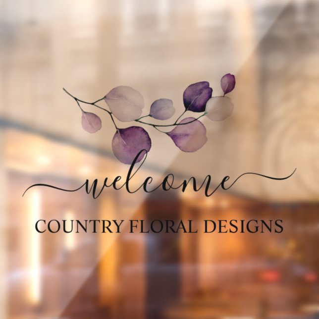 Autocollant Pour Fenêtre PixDezines Aquarelle Purple Eucalyptus Sprig (Feuille 2)