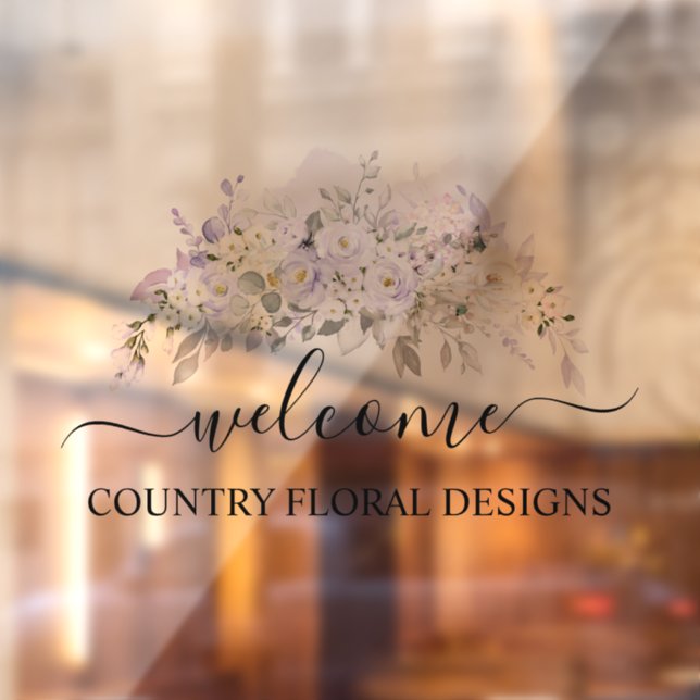 Autocollant Pour Fenêtre PixDezines Aquarelle Purple Rose Hydrangeas (Feuille 2)