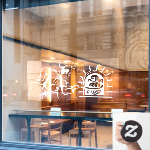 Autocollant Pour Fenêtre Pizza Chef Feu de brique four Pizzeria