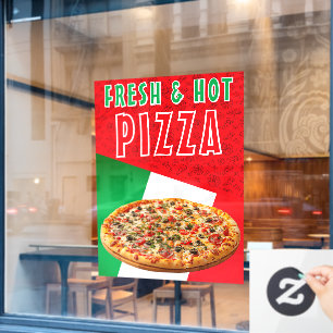 Autocollant Pour Fenêtre Pizza Frais & Chaud Avec Explosion de Pizza 
