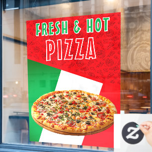 Autocollant Pour Fenêtre Pizza Frais & Chaud Avec Explosion de Pizza