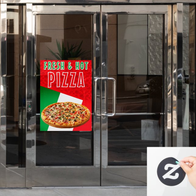Autocollant Pour Fenêtre Pizza Frais & Chaud Avec Explosion de Pizza  (Porte de bureau)