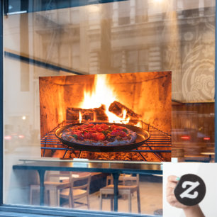 Autocollant Pour Fenêtre Pizza Pizza au Feu de Bois Four à Briques Pizza Bo
