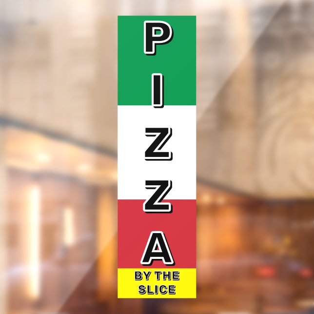 Autocollant Pour Fenêtre Pizza Shop Pizza By the Slice Italien Drapeau (Feuille 2)