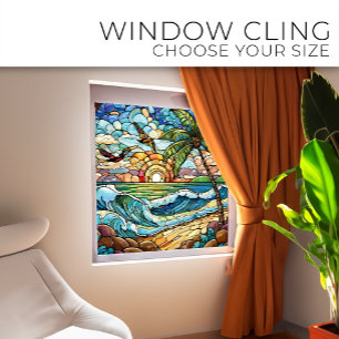 Autocollant Pour Fenêtre Plage tropicale Vitraux