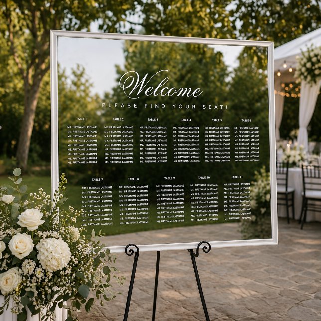 Autocollant Pour Fenêtre Plan de table 11 Blanc Script Transparent  (Créateur téléchargé)