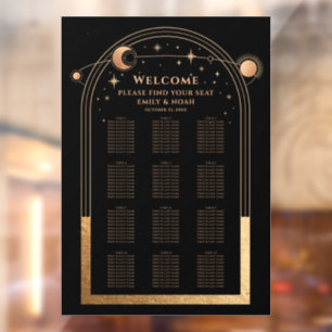 Autocollant Pour Fenêtre Plan de table de mariage céleste en or noir