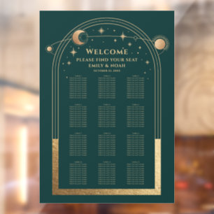 Autocollant Pour Fenêtre Plan de table de mariage Céleste Vert Or