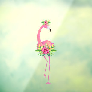 Autocollant Pour Fenêtre Plantes de la jungle tropicale de flamingo